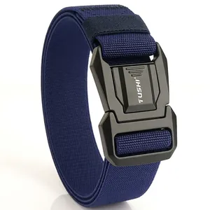 Ceinture tactique élastique bleu marine de 3,8 cm pour hommes avec boucle à dégagement rapide