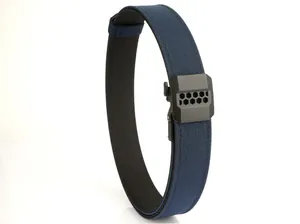 Detail of double-layer nylon tactical belt with a hexagonal honeycomb buckle design