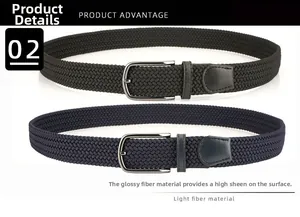 Vue détaillée de ceintures extensibles tressées avec boucle en métal et texture