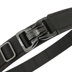 Robuster taktischer Nylon-Gürtel in Schwarz mit Schnellverschluss aus Metall für Outdoor