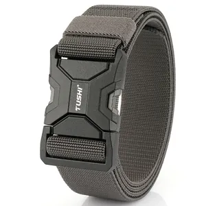 Tactical nylon belt with a quick-release alloy buckle and durable stretch woven webbing