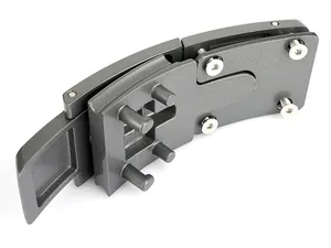 Macro della fibbia per cintura da sollevamento pesi in lega di alluminio grigio opaco a 4 perni