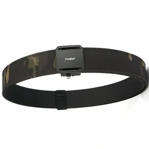 Heavy duty double layer camouflage tactical nylon belt with matte black automatic buckle