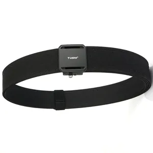 TUSHI black double-layered thickened nylon tactical belt with matte automatic buckle