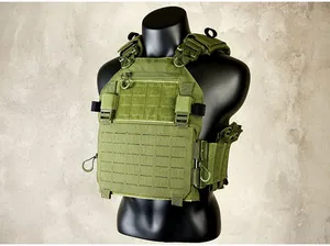 Macro shot of 1000D nylon laser-cut MOLLE system on tactical plate carrier vest