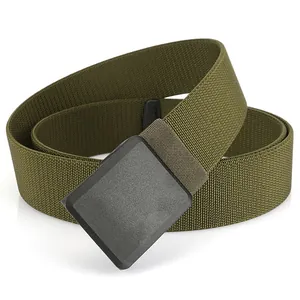 Ceinture tactique en nylon vert armée pour hommes avec boucle en plastique noir mat
