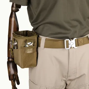 Tactical waist bag with Molle pouch and metal buckle belt in coyote brown finish