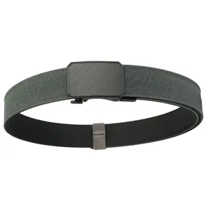 Ceinture tactique en nylon pour homme avec boucle automatique noire et sangle grise