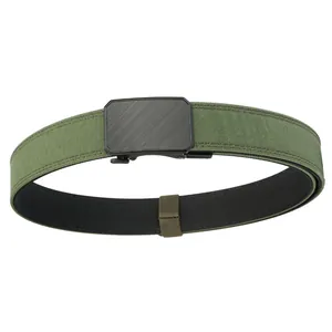Ceinture tactique homme vert armée avec boucle automatique en métal noir brossé