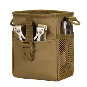 Tactical Molle waist bag in coyote brown nylon with slingshot and tool storage