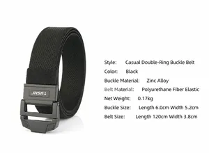 Detail of adjustable tactical belt showing 3.8cm width and zinc alloy double-ring buckle