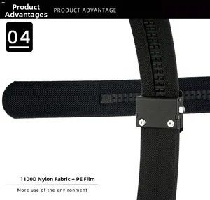 Detail of 1100D nylon tactical belt with PE board reinforcement and heavy-duty buckle