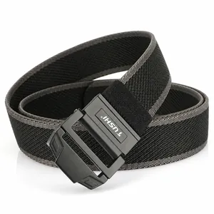 Men Tactical Nylon Woven Belt With Double Loop Zinc Alloy Buckle Elastic Adjustable Outdoor Casual Sport Waist Strap