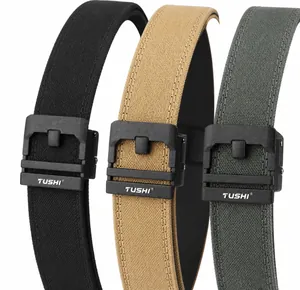 Detailed texture of 1100D nylon tactical belts in black, khaki and army green colors