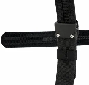 Detail of 1100D nylon tactical belt with reinforced PE plate and metal screw fasteners