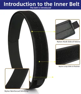 Vue détaillée de la ceinture tactique en nylon noir avec bords renforcés et velcro
