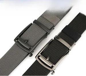 Macro detail of elastic nylon belts with zinc alloy buckle in pearl fabric texture