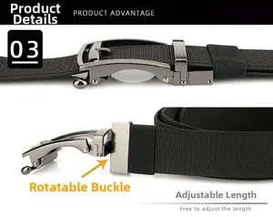 Detail of the rotating metal buckle and adjustable black nylon belt strap mechanism