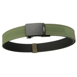 Ceinture Tactique pour Hommes Boucle Automatique Extérieur Ceinture en Nylon Tissé Double Couche Sangle de Taille d'Entraînement Militaire Réglable Casual