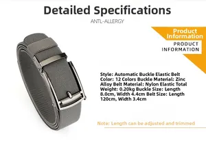 Specifications of the nylon elastic belt with zinc alloy buckle and dimensions