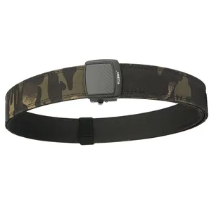 Men Double Layer Thickened Tactical Belt Durable Nylon Automatic Alloy Buckle Belt For Outdoor CS Training Wilderness