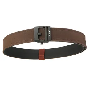 Robuster zweilagiger Nylon-Taktikgürtel für Herren mit dunkelbraunem Band und schwarzer Schnalle