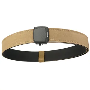 Tactical double-layer nylon belt with quick-release buckle in khaki and black colors