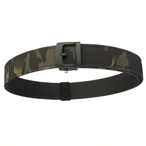 Double-layered tactical camouflage nylon belt with heavy duty automatic buckle for outdoor use