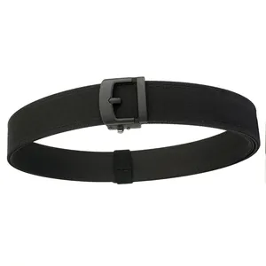 Double-layered black tactical nylon belt with durable matte buckle for men's outdoor gear