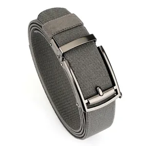 Men's Elastic Nylon Belt With Automatic Zinc Alloy Buckle Casual Outdoor Tactical Stretch Woven Waist Strap For Jeans Trousers Men