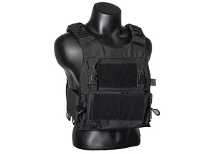 Detail of waterproof tactical vest with MOLLE system and quick-release side buckles