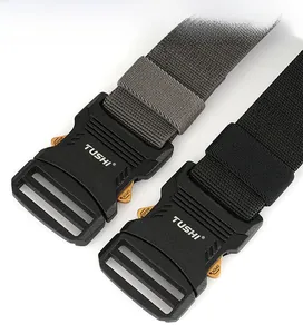 Detail view of 3.8cm tactical nylon belt webbing texture with quick release alloy buckle