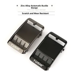 Zinc alloy automatic belt buckle design with scratch-resistant gunmetal and matte black finish