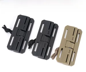 Macro detail of magnetic quick release buckles with pull cords for tactical gear
