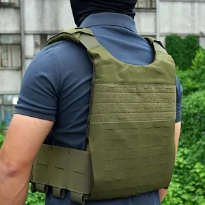 Rear view of outdoor tactical vest with MOLLE system and adjustable padded straps