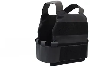 Detail of tactical vest back featuring honeycomb mesh and integrated velcro attachment system
