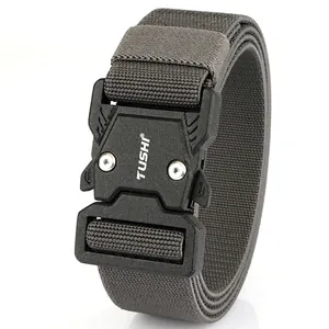 Men's Tactical Belt Quick Release Aluminum Alloy Buckle Heavy Duty Elastic Nylon Webbing Military Style Outdoor Hiking Work Belt