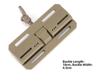 Detail showing tactical plastic buckle dimensions 10cm by 4.5cm in khaki finish