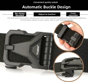 Detail of tactical nylon belt buckle with quick release mechanism and matte finish