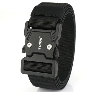 Tactical elastic belt with quick-release buckle and durable nylon web for outdoor use