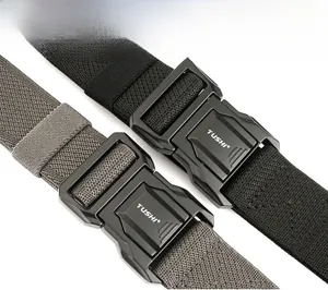 Detail of alloy quick release buckle and durable pearl fabric on nylon tactical belts
