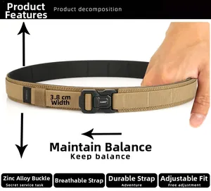 Detail view of 3.8cm tactical nylon belt with zinc alloy quick-release buckle