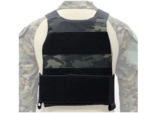 Tactical vest back view showing Velcro area and elastic waistband in MultiCam Black