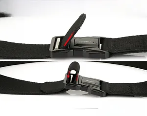 Detail view of nylon tactical belt buckle with adjustable quick-release mechanism