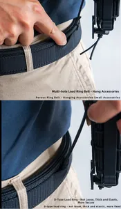 Dettaglio della cintura tattica MOLLE in nylon con anello a D e passanti rinforzati