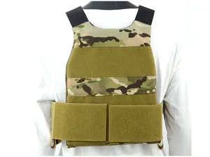 Rear view of tactical vest in Multicam camouflage with large velcro panel for patches