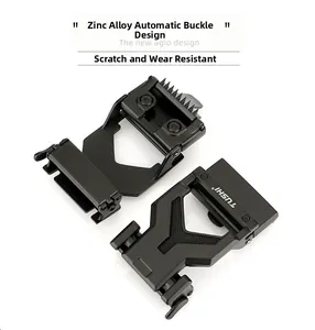 Detail view of scratch-resistant matte black zinc alloy automatic buckles for men belts