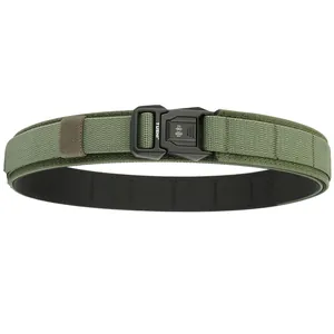 Cintura tattica in nylon verde militare con fibbia in lega robusta e sistema MOLLE