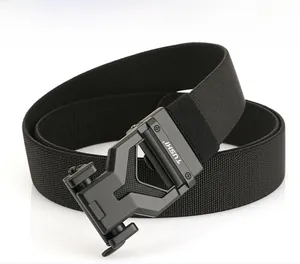 Close-up of black TUSHI alloy buckle and durable nylon braided strap detail