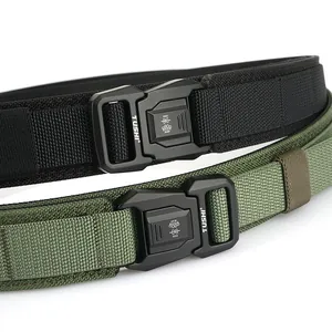 Cintura tattica MOLLE in nylon con fibbia in metallo a sgancio rapido in nero e verde